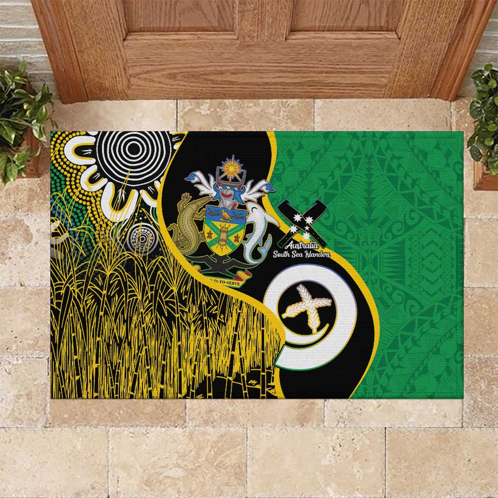 Australian South Sea Islanders National Recognition Day Rubber Doormat Solomon Islands And Vanuatu Culture LT14 Black - Polynesian Pride