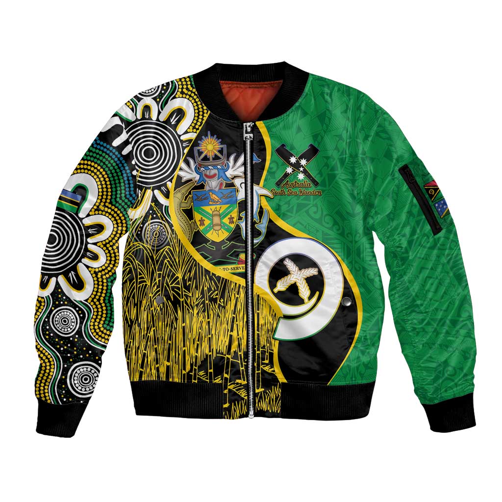 Australian South Sea Islanders National Recognition Day Sleeve Zip Bomber Jacket Solomon Islands And Vanuatu Culture LT14 Unisex Black - Polynesian Pride