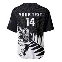 Personalised New Zealand Silver Fern Rugby Baseball Jersey All Black Go Champions Maori Pattern LT14