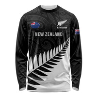 Personalised New Zealand Silver Fern Rugby Long Sleeve Shirt All Black Go Champions Maori Pattern LT14