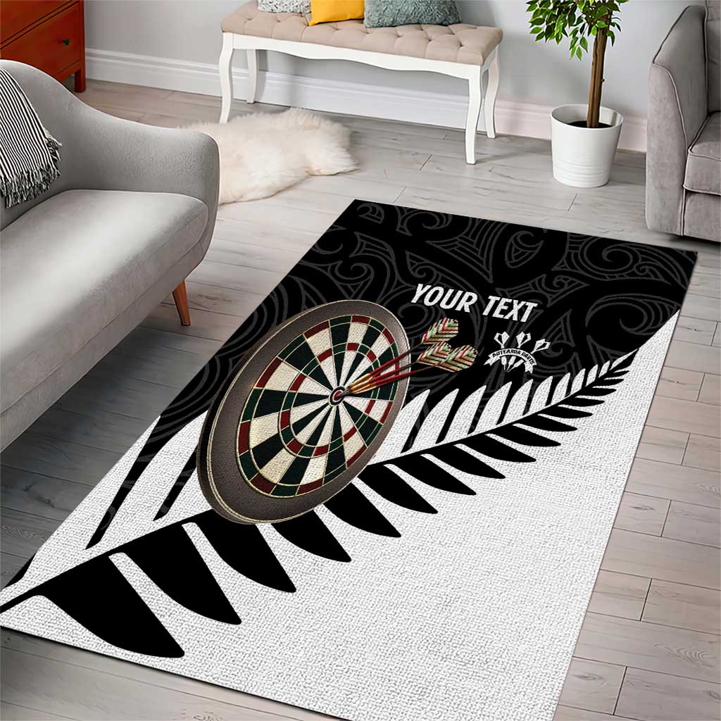 Personalised New Zealand Darts Area Rug Silver Fern Aotearoa Maori Pattern LT14 - Polynesian Pride