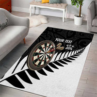 Personalised New Zealand Darts Area Rug Silver Fern Aotearoa Maori Pattern LT14 - Polynesian Pride