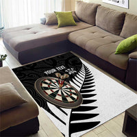 Personalised New Zealand Darts Area Rug Silver Fern Aotearoa Maori Pattern LT14 - Polynesian Pride