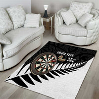 Personalised New Zealand Darts Area Rug Silver Fern Aotearoa Maori Pattern LT14 - Polynesian Pride