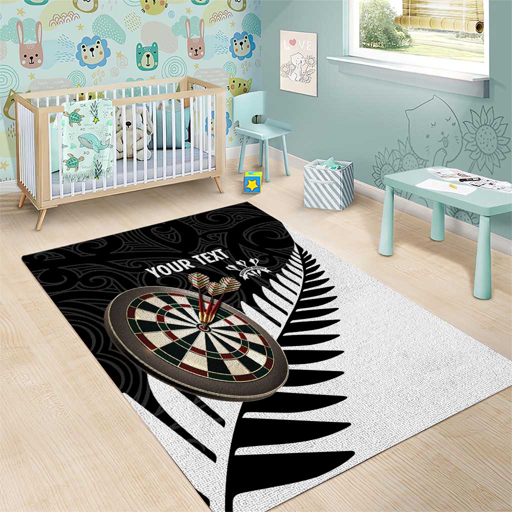 Personalised New Zealand Darts Area Rug Silver Fern Aotearoa Maori Pattern LT14 - Polynesian Pride