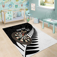 Personalised New Zealand Darts Area Rug Silver Fern Aotearoa Maori Pattern LT14 - Polynesian Pride
