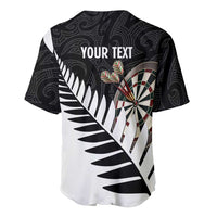 Personalised New Zealand Darts Baseball Jersey Silver Fern Aotearoa Maori Pattern - Polynesian Pride