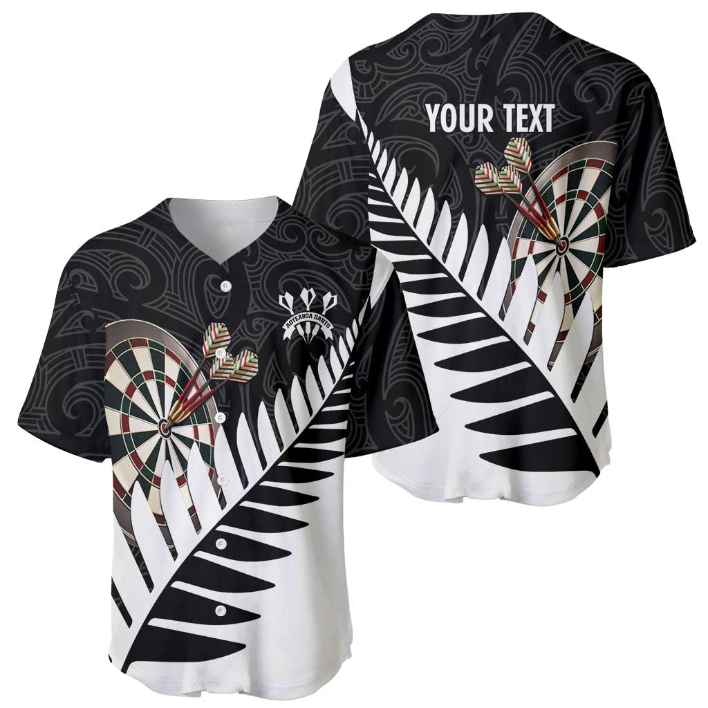 Personalised New Zealand Darts Baseball Jersey Silver Fern Aotearoa Maori Pattern - Polynesian Pride