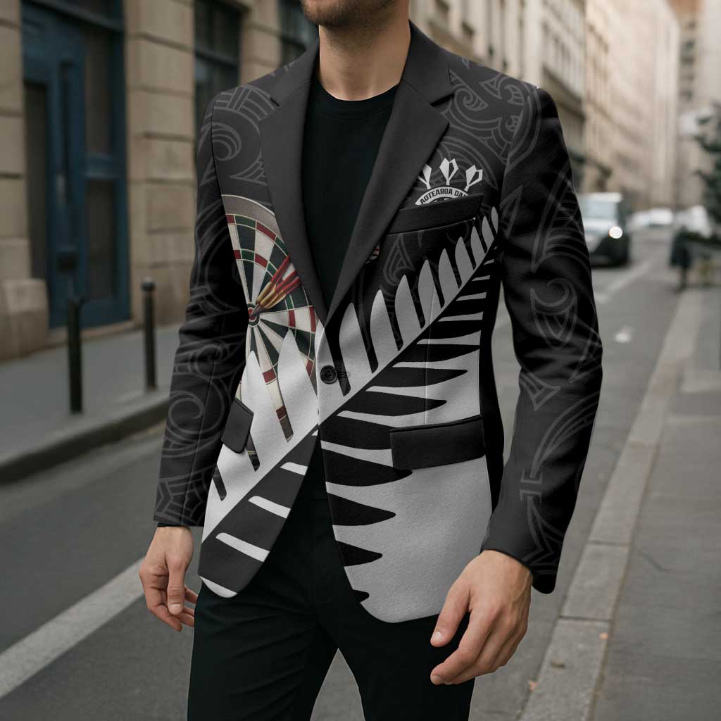 Personalised New Zealand Darts Blazer Silver Fern Aotearoa Maori Pattern LT14 - Polynesian Pride