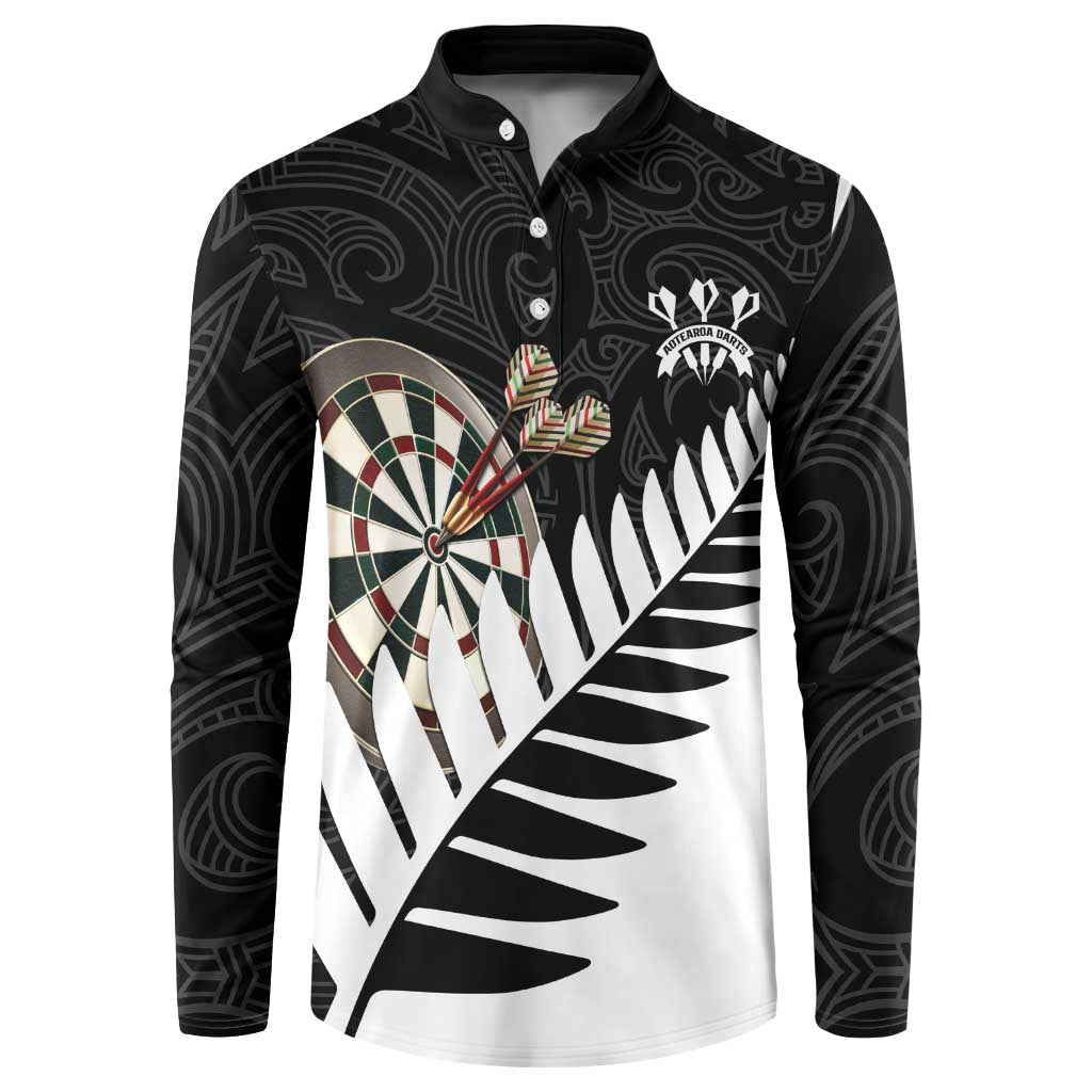 Personalised New Zealand Darts Button Sweatshirt Silver Fern Aotearoa Maori Pattern - Polynesian Pride
