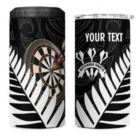 Personalised New Zealand Darts 4 in 1 Can Cooler Tumbler Silver Fern Aotearoa Maori Pattern - Polynesian Pride
