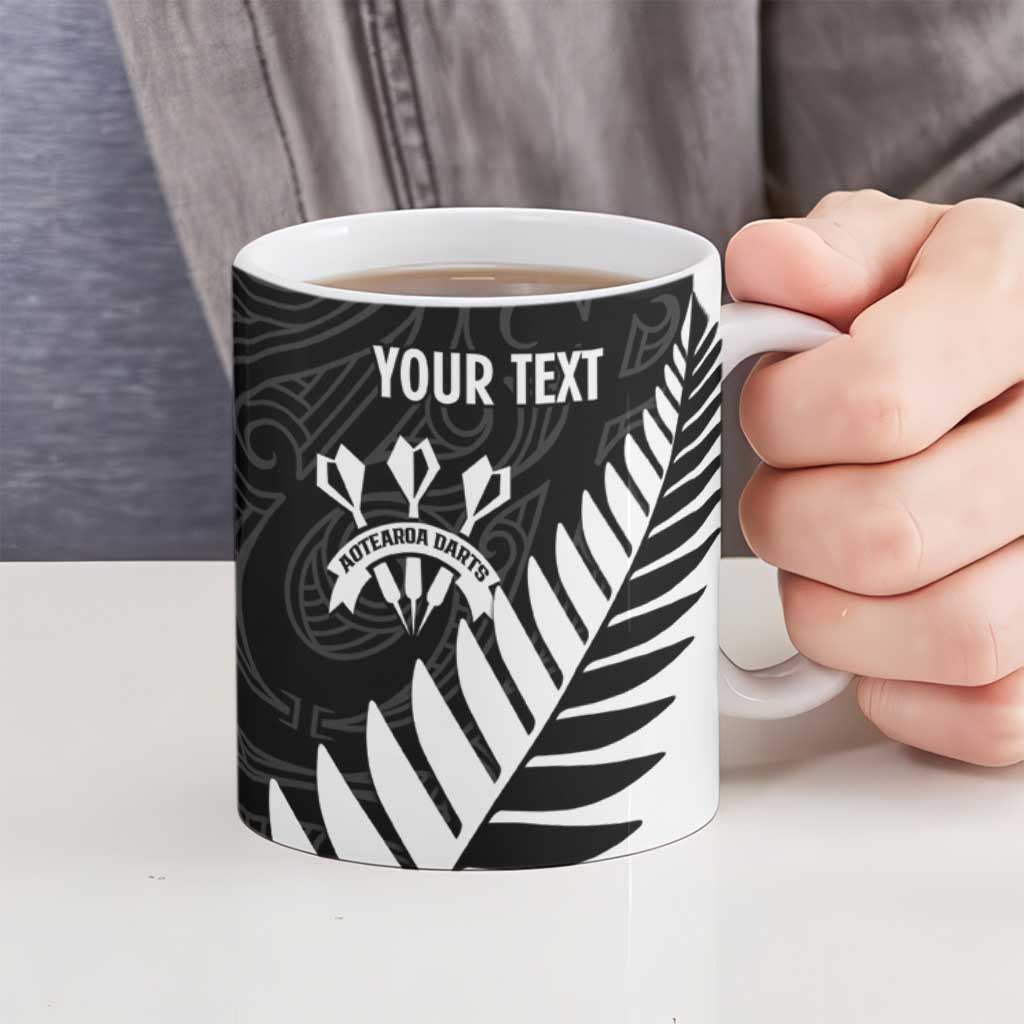 Personalised New Zealand Darts Ceramic Mug Silver Fern Aotearoa Maori Pattern - Polynesian Pride