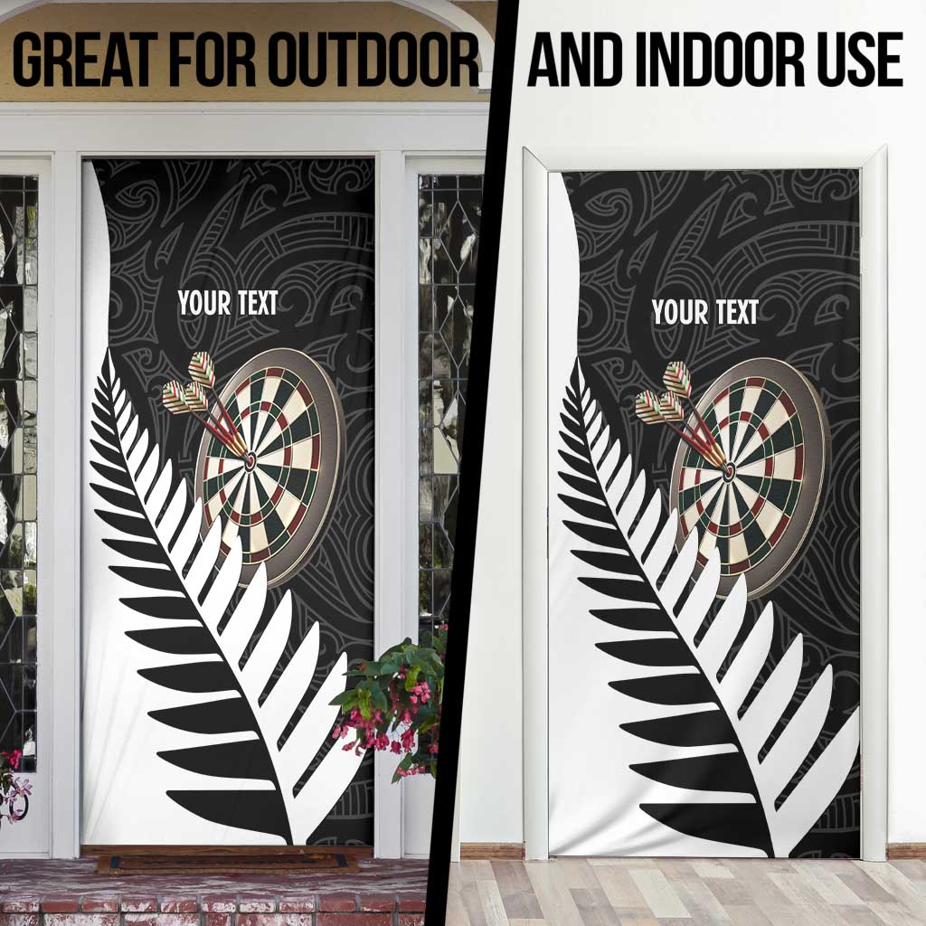 Personalised New Zealand Darts Door Cover Silver Fern Aotearoa Maori Pattern - Polynesian Pride