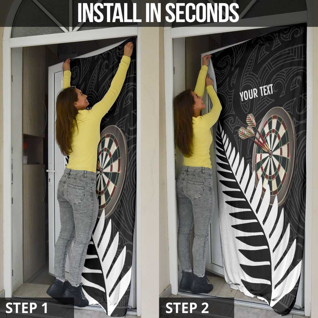 Personalised New Zealand Darts Door Cover Silver Fern Aotearoa Maori Pattern - Polynesian Pride