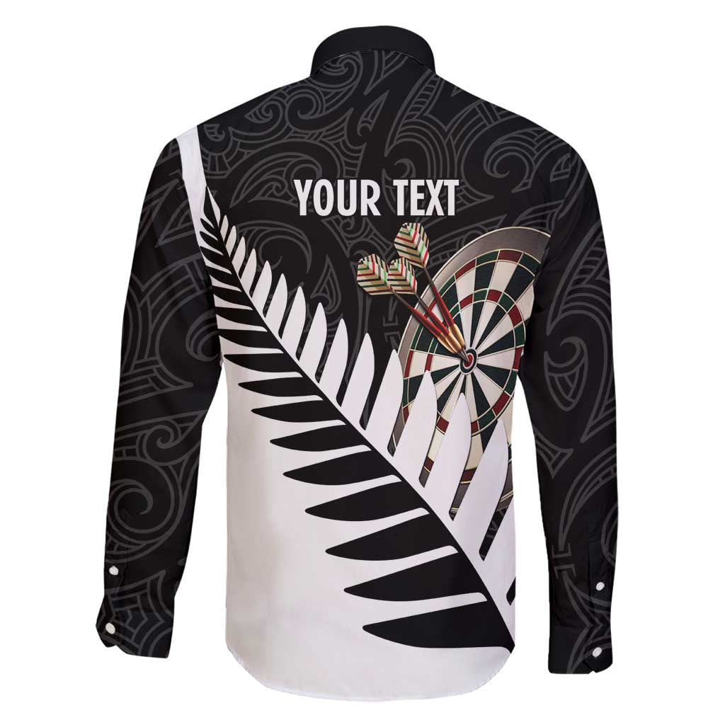 Personalised New Zealand Darts Family Matching Long Sleeve Bodycon Dress and Hawaiian Shirt Silver Fern Aotearoa Maori Pattern - Polynesian Pride