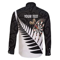 Personalised New Zealand Darts Family Matching Long Sleeve Bodycon Dress and Hawaiian Shirt Silver Fern Aotearoa Maori Pattern - Polynesian Pride