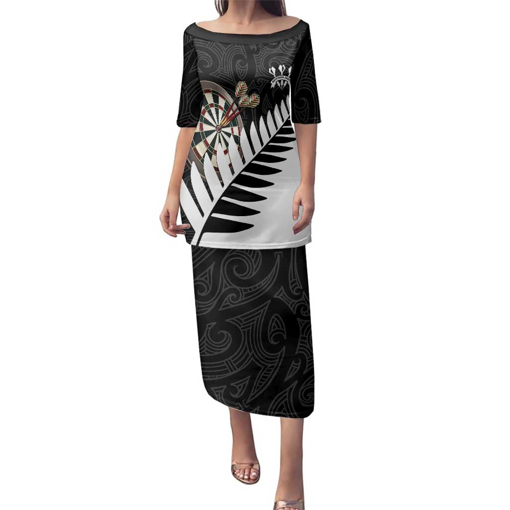 Personalised New Zealand Darts Family Matching Puletasi and Hawaiian Shirt Silver Fern Aotearoa Maori Pattern - Polynesian Pride