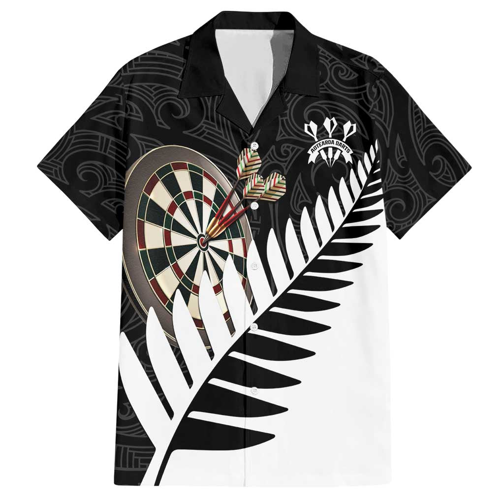 Personalised New Zealand Darts Family Matching Short Sleeve Bodycon Dress and Hawaiian Shirt Silver Fern Aotearoa Maori Pattern - Polynesian Pride