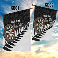 Personalised New Zealand Darts Garden Flag Silver Fern Aotearoa Maori Pattern - Polynesian Pride