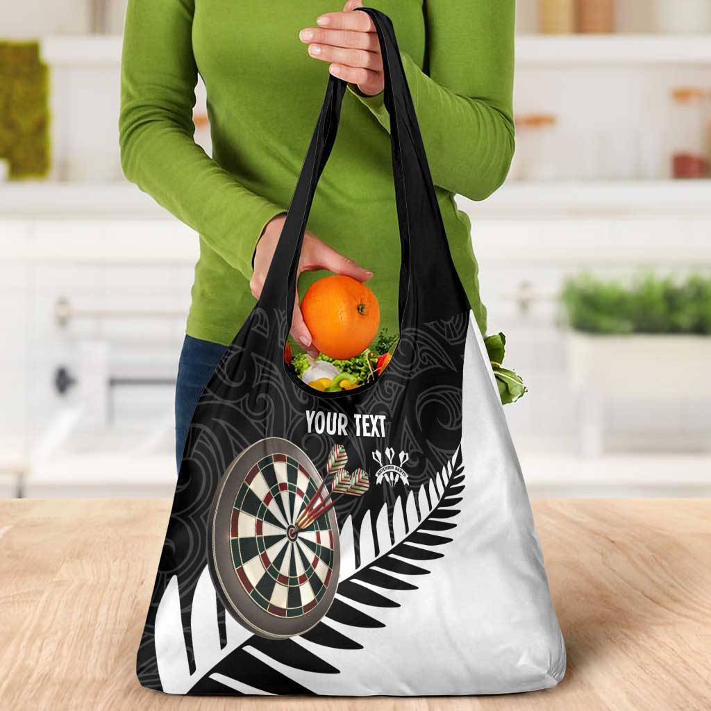 Personalised New Zealand Darts Grocery Bag Silver Fern Aotearoa Maori Pattern - Polynesian Pride