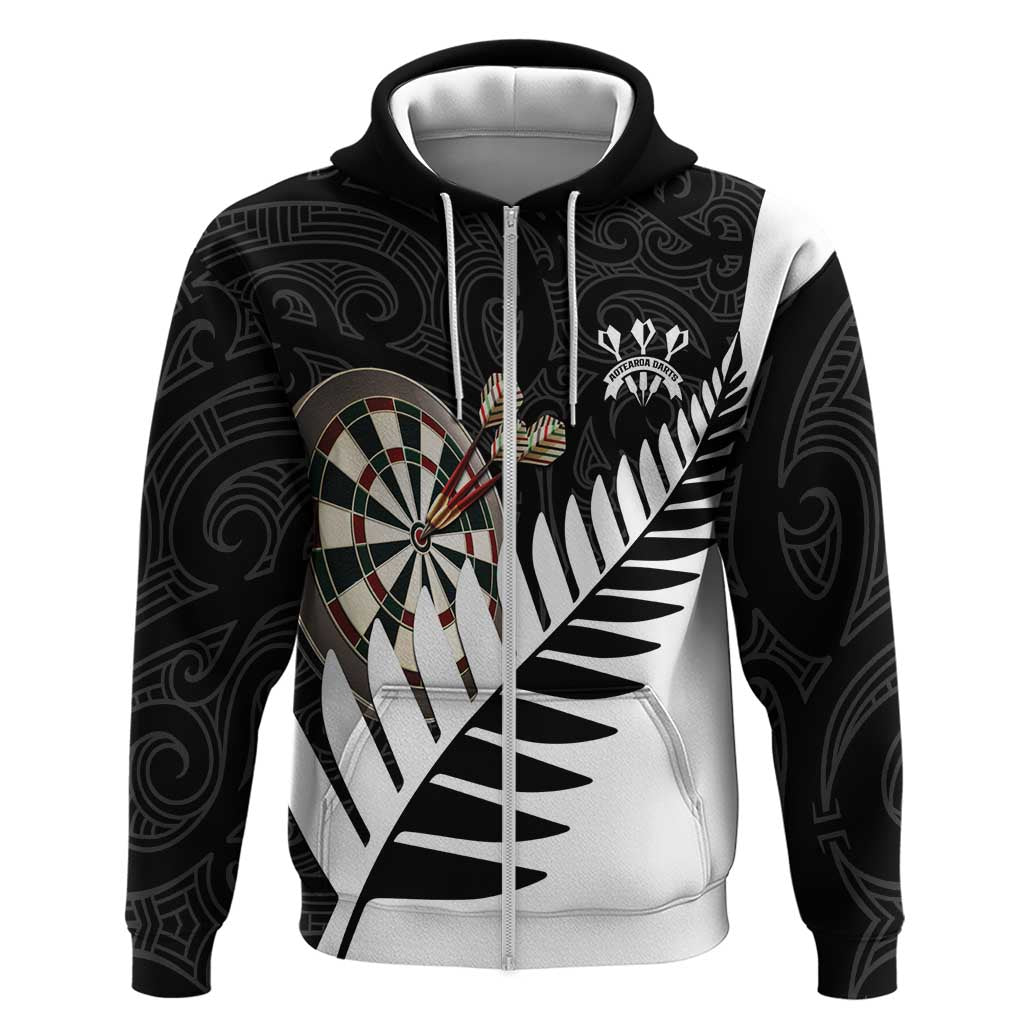 Personalised New Zealand Darts Hoodie Silver Fern Aotearoa Maori Pattern - Polynesian Pride