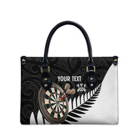 Personalised New Zealand Darts Leather Bag Silver Fern Aotearoa Maori Pattern - Polynesian Pride