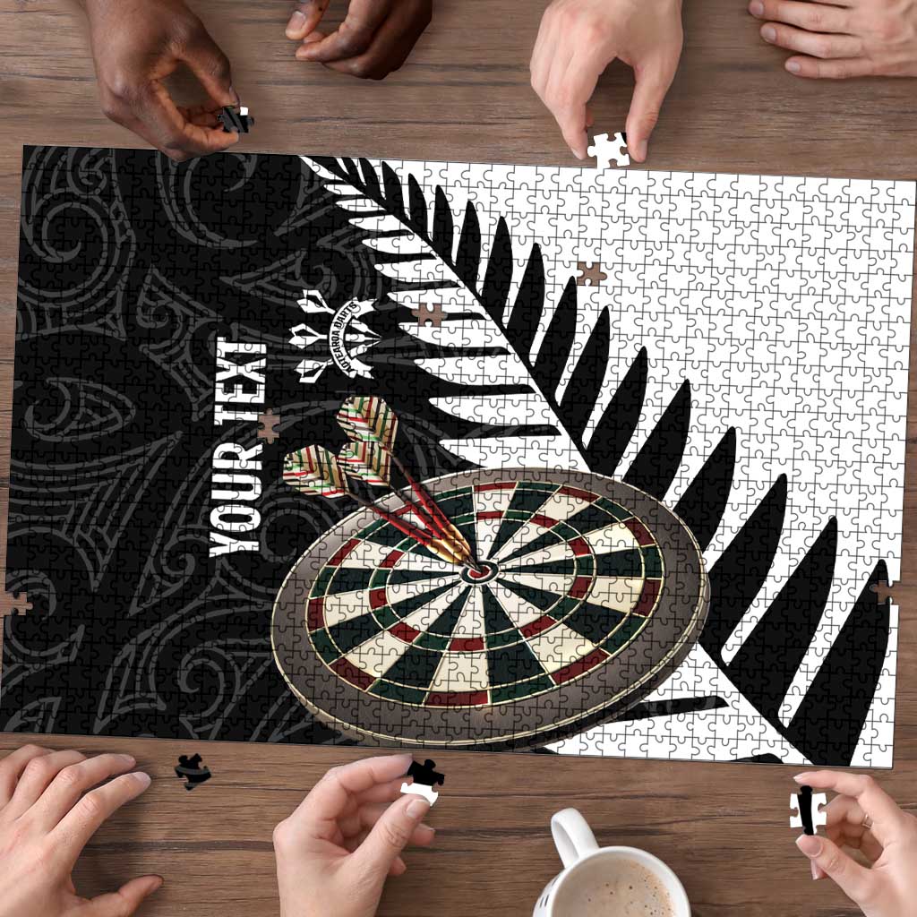 Personalised New Zealand Darts Puzzle Silver Fern Aotearoa Maori Pattern - Polynesian Pride
