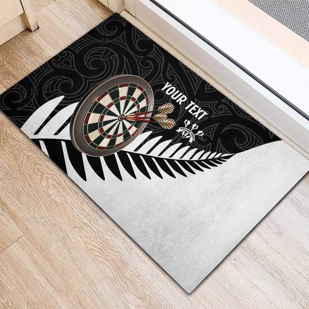 Personalised New Zealand Darts Rubber Doormat Silver Fern Aotearoa Maori Pattern - Polynesian Pride