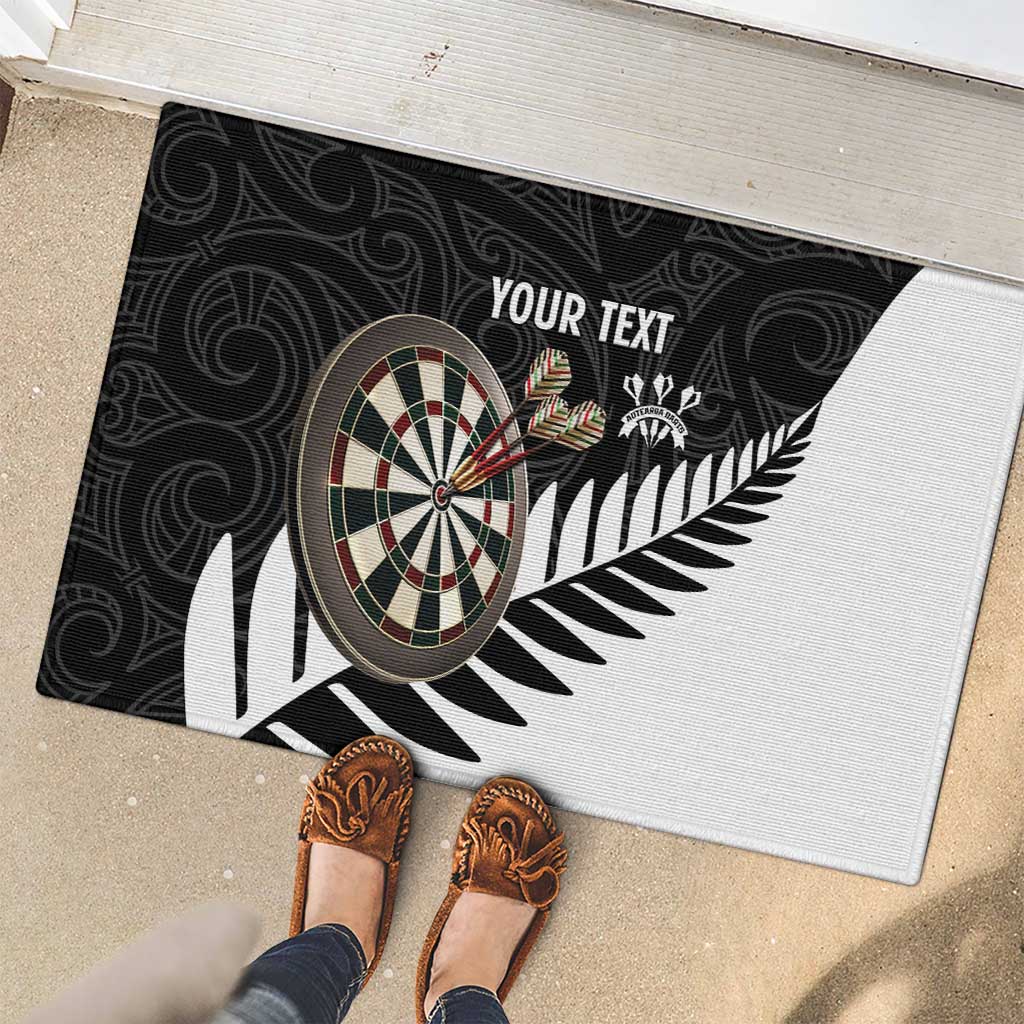 Personalised New Zealand Darts Rubber Doormat Silver Fern Aotearoa Maori Pattern - Polynesian Pride