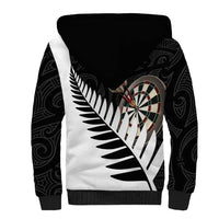 Personalised New Zealand Darts Sherpa Hoodie Silver Fern Aotearoa Maori Pattern LT14 - Polynesian Pride
