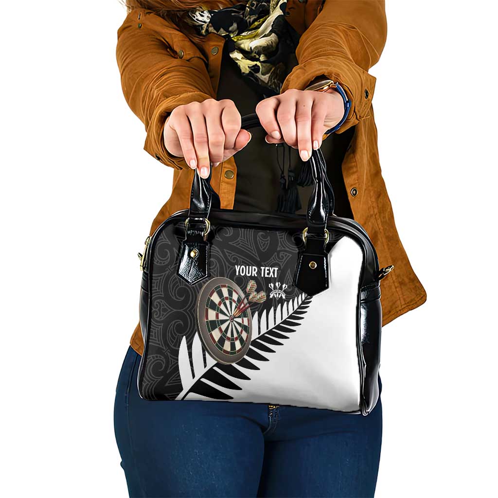 Personalised New Zealand Darts Shoulder Handbag Silver Fern Aotearoa Maori Pattern - Polynesian Pride