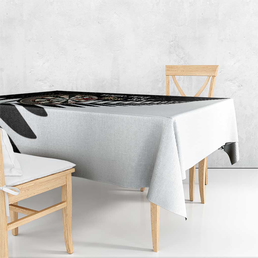 Personalised New Zealand Darts Tablecloth Silver Fern Aotearoa Maori Pattern - Polynesian Pride