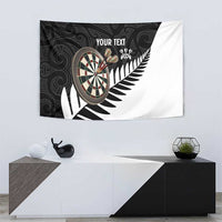 Personalised New Zealand Darts Tapestry Silver Fern Aotearoa Maori Pattern - Polynesian Pride