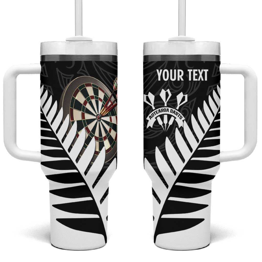 Personalised New Zealand Darts Tumbler With Handle Silver Fern Aotearoa Maori Pattern - Polynesian Pride