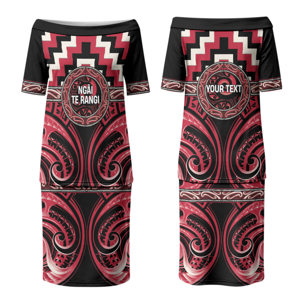 Aotearoa Ngai Te Rangi Personalised Couples Matching Puletasi and Long Sleeve Button Shirt Maori Iwi Poutama Puhoro Tattoo LT14 - Polynesian Pride