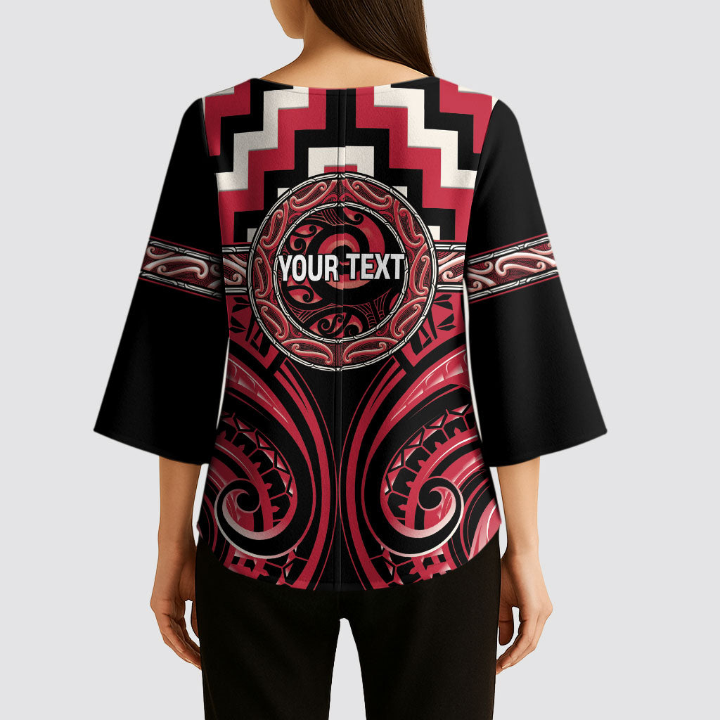 Aotearoa Ngai Te Rangi Personalised Kimono Sleeve Blouse Maori Iwi Poutama Puhoro Tattoo LT14 - Polynesian Pride