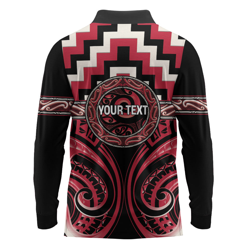 Aotearoa Ngai Te Rangi Personalised Long Sleeve Polo Shirt Maori Iwi Poutama Puhoro Tattoo LT14 - Polynesian Pride