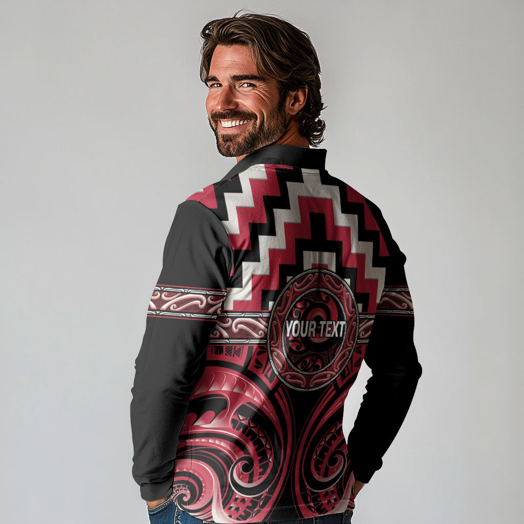 Aotearoa Ngai Te Rangi Personalised Long Sleeve Polo Shirt Maori Iwi Poutama Puhoro Tattoo LT14 - Polynesian Pride