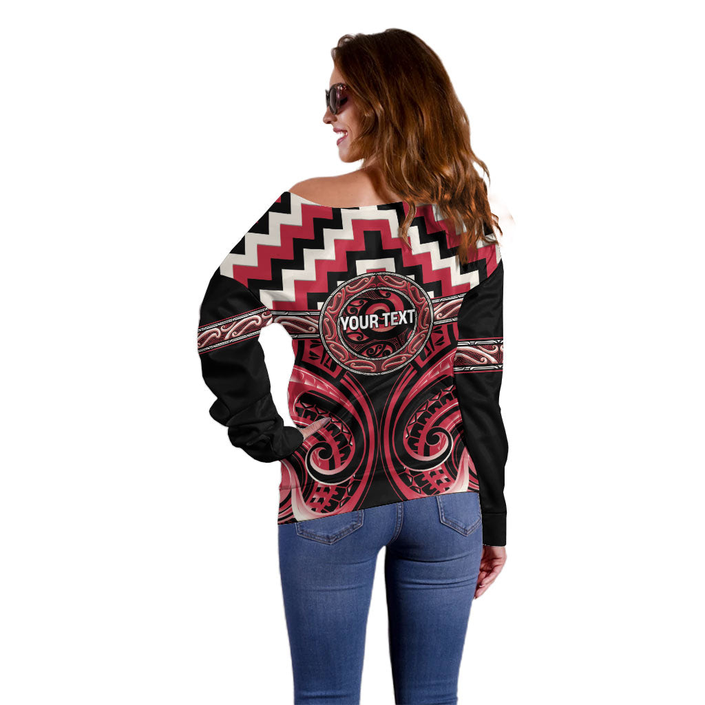 Aotearoa Ngai Te Rangi Personalised Off Shoulder Sweater Maori Iwi Poutama Puhoro Tattoo LT14 - Polynesian Pride