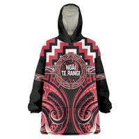 Aotearoa Ngai Te Rangi Personalised Wearable Blanket Hoodie Maori Iwi Poutama Puhoro Tattoo LT14 One Size Red - Polynesian Pride