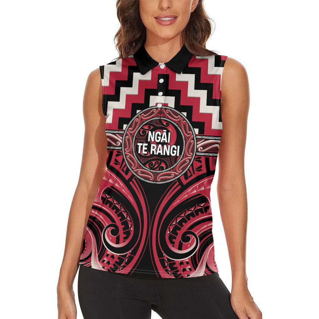 Aotearoa Ngai Te Rangi Personalised Women Sleeveless Polo Shirt Maori Iwi Poutama Puhoro Tattoo LT14 - Polynesian Pride