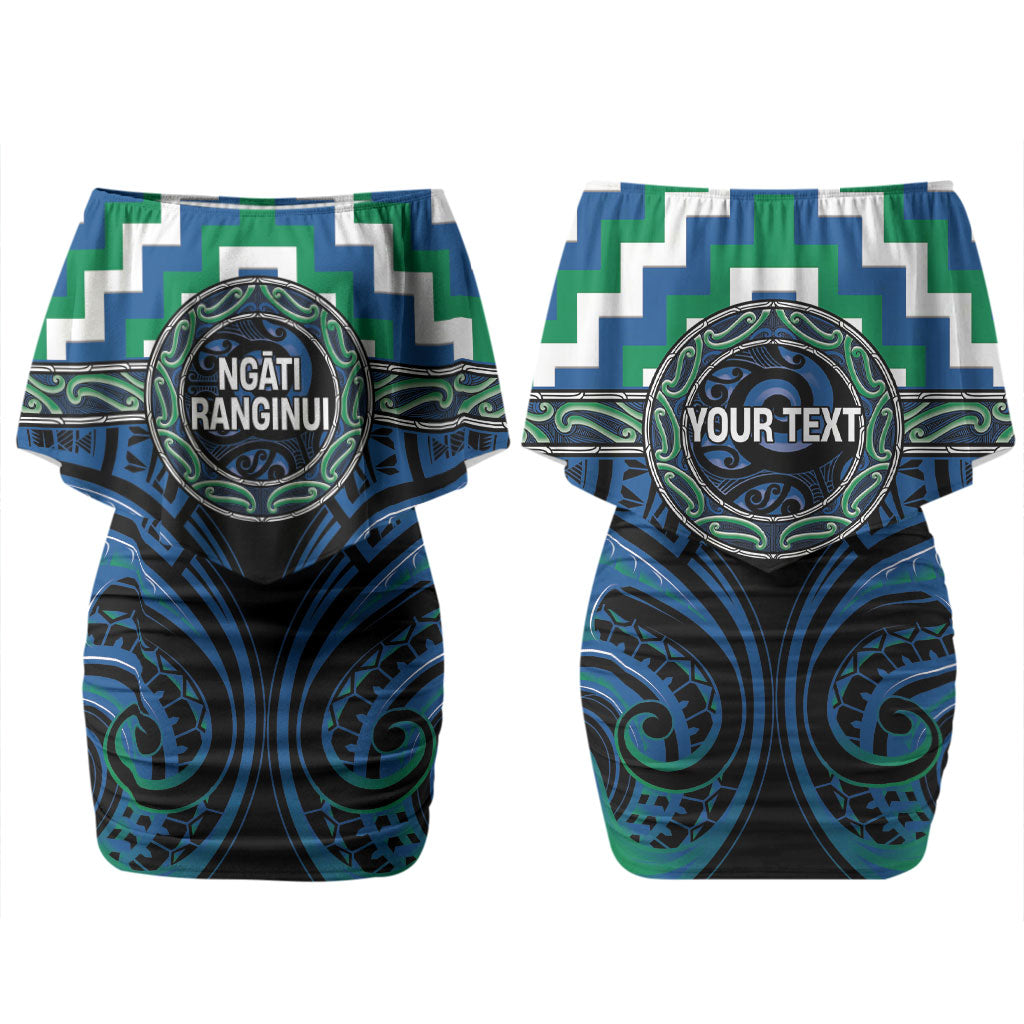 Aotearoa Ngati Ranginui Personalised Couples Matching Off Shoulder Short Dress and Hawaiian Shirt Maori Iwi Poutama Puhoro Tattoo LT14 - Polynesian Pride