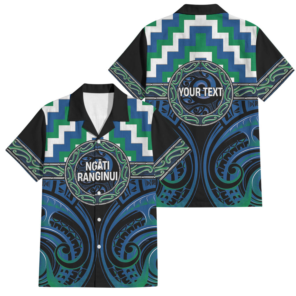 Aotearoa Ngati Ranginui Personalised Family Matching Off The Shoulder Long Sleeve Dress and Hawaiian Shirt Maori Iwi Poutama Puhoro Tattoo LT14 Dad's Shirt - Short Sleeve Green - Polynesian Pride