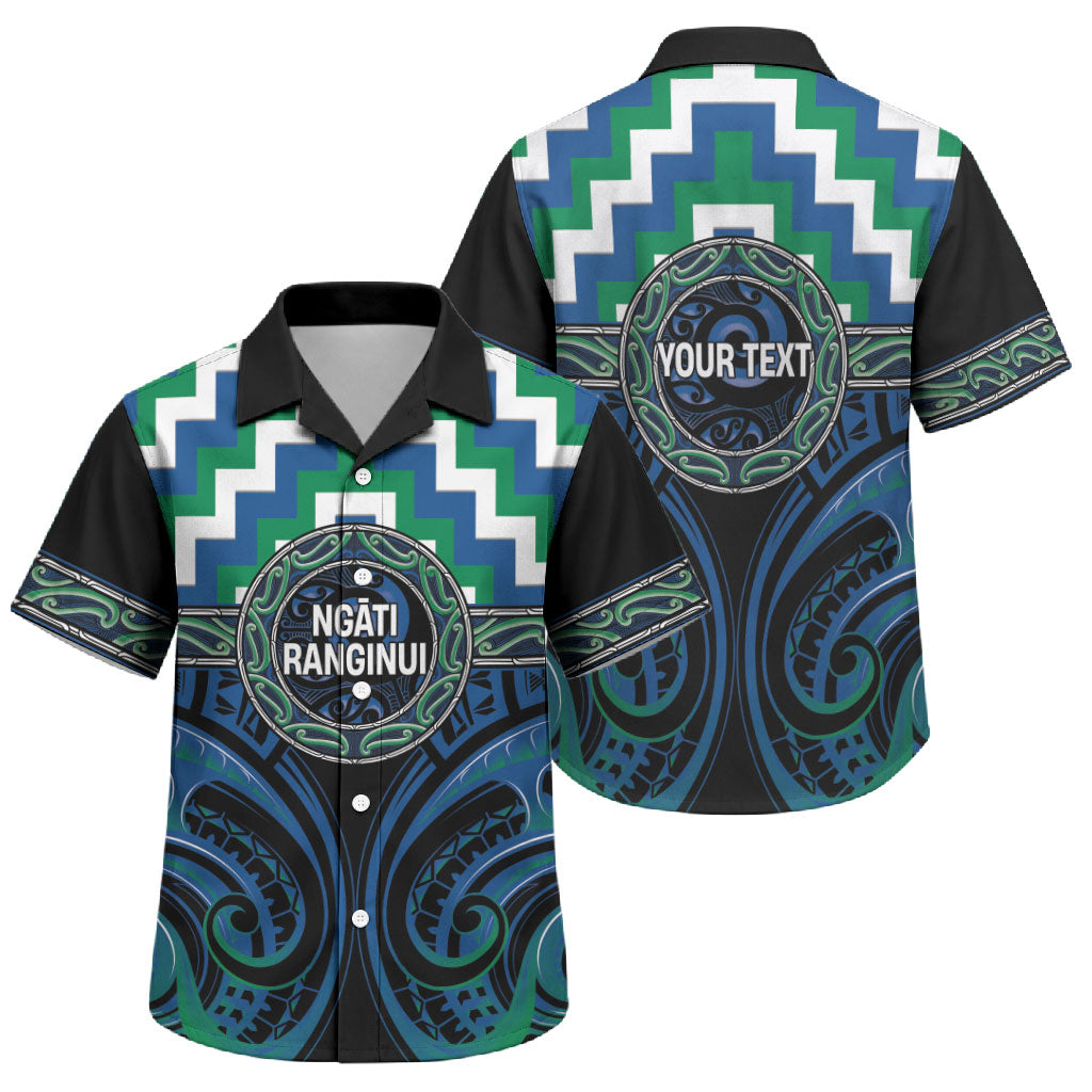 Aotearoa Ngati Ranginui Personalised Family Matching Off Shoulder Maxi Dress and Hawaiian Shirt Maori Iwi Poutama Puhoro Tattoo LT14 Son's Shirt Green - Polynesian Pride