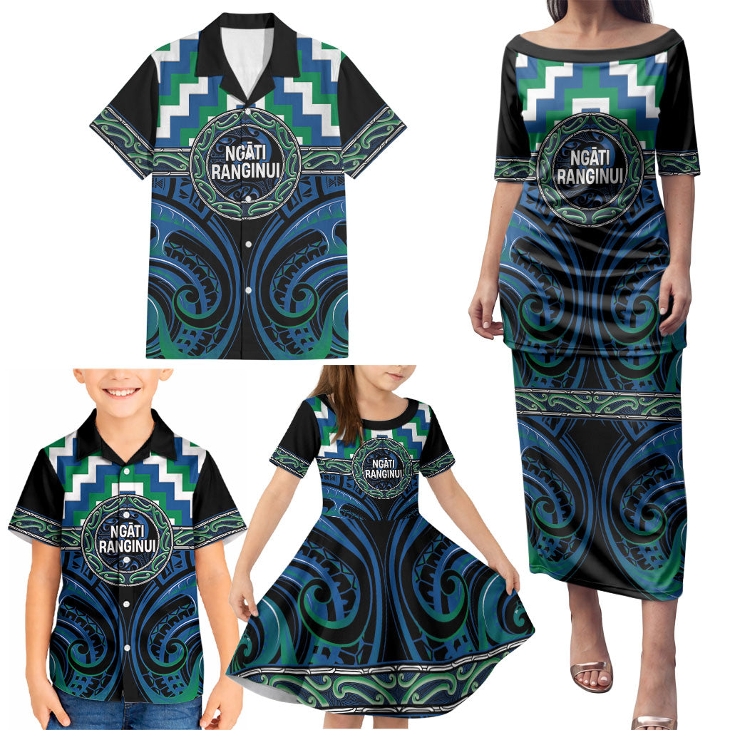 Aotearoa Ngati Ranginui Personalised Family Matching Puletasi and Hawaiian Shirt Maori Iwi Poutama Puhoro Tattoo LT14 - Polynesian Pride