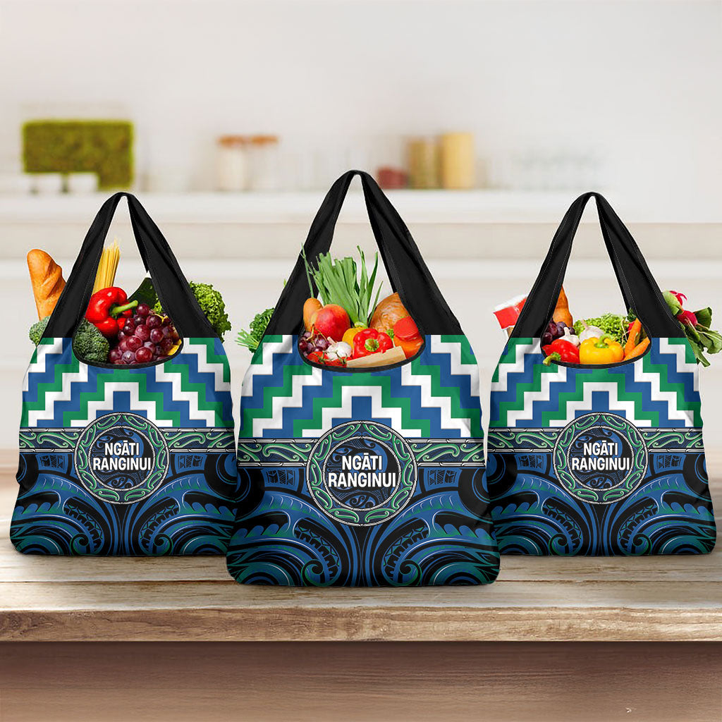 Aotearoa Ngati Ranginui Grocery Bag Maori Iwi Poutama Puhoro Tattoo LT14 3-pack One Size Green - Polynesian Pride