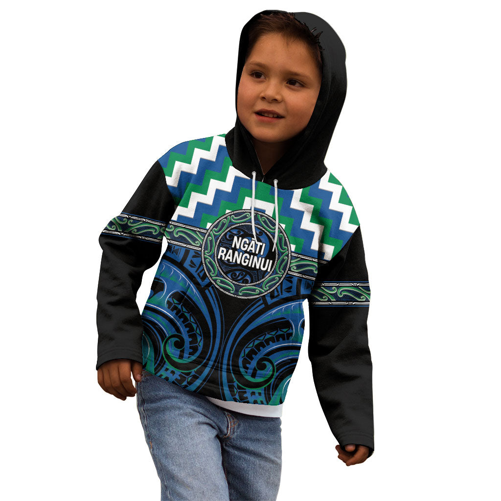 Aotearoa Ngati Ranginui Personalised Kid Hoodie Maori Iwi Poutama Puhoro Tattoo LT14 - Polynesian Pride