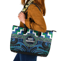 Aotearoa Ngati Ranginui Leather Tote Bag Maori Iwi Poutama Puhoro Tattoo LT14 Green - Polynesian Pride