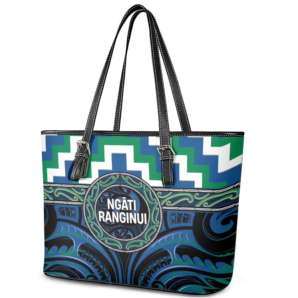 Aotearoa Ngati Ranginui Leather Tote Bag Maori Iwi Poutama Puhoro Tattoo LT14 - Polynesian Pride