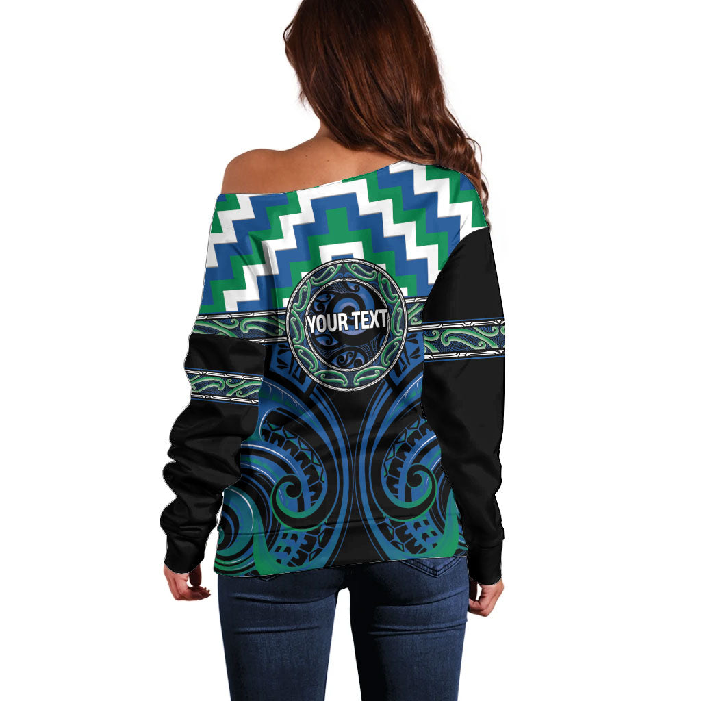 Aotearoa Ngati Ranginui Personalised Off Shoulder Sweater Maori Iwi Poutama Puhoro Tattoo LT14 - Polynesian Pride